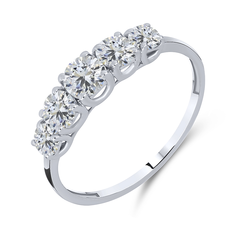 Prsteň z bieleho zlata s kameňmi SYN ZIRKÓN 5A- BIELY