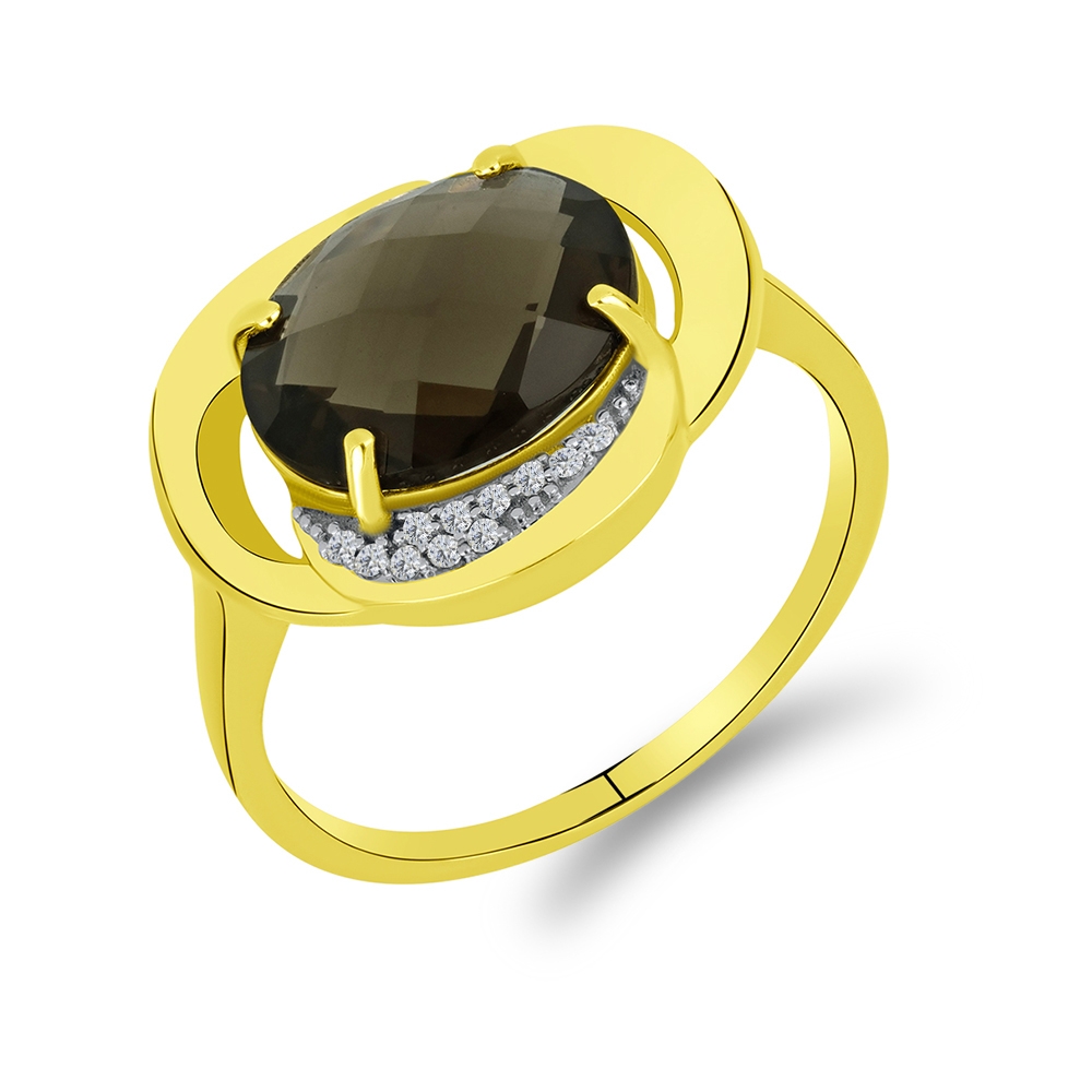 Prsteň z bieleho a zo žltého zlata s kameňmi ZÁHNEDA, SYN ZIRKÓN 5A- BIELY