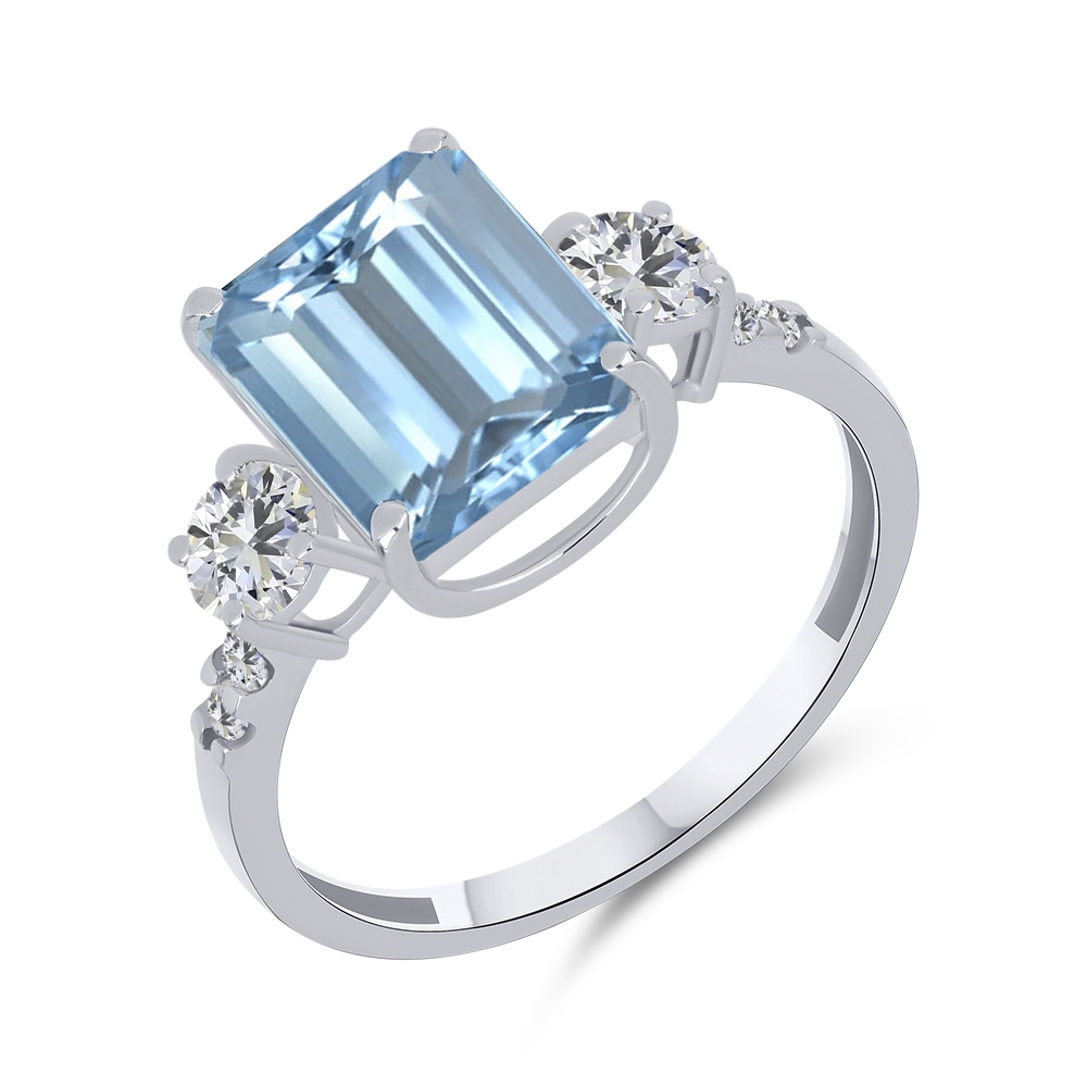 Prsteň z bieleho a zo žltého zlata s kameňmi KRIŠTAĽ, SYN ZIRKÓN 5A- BIELY