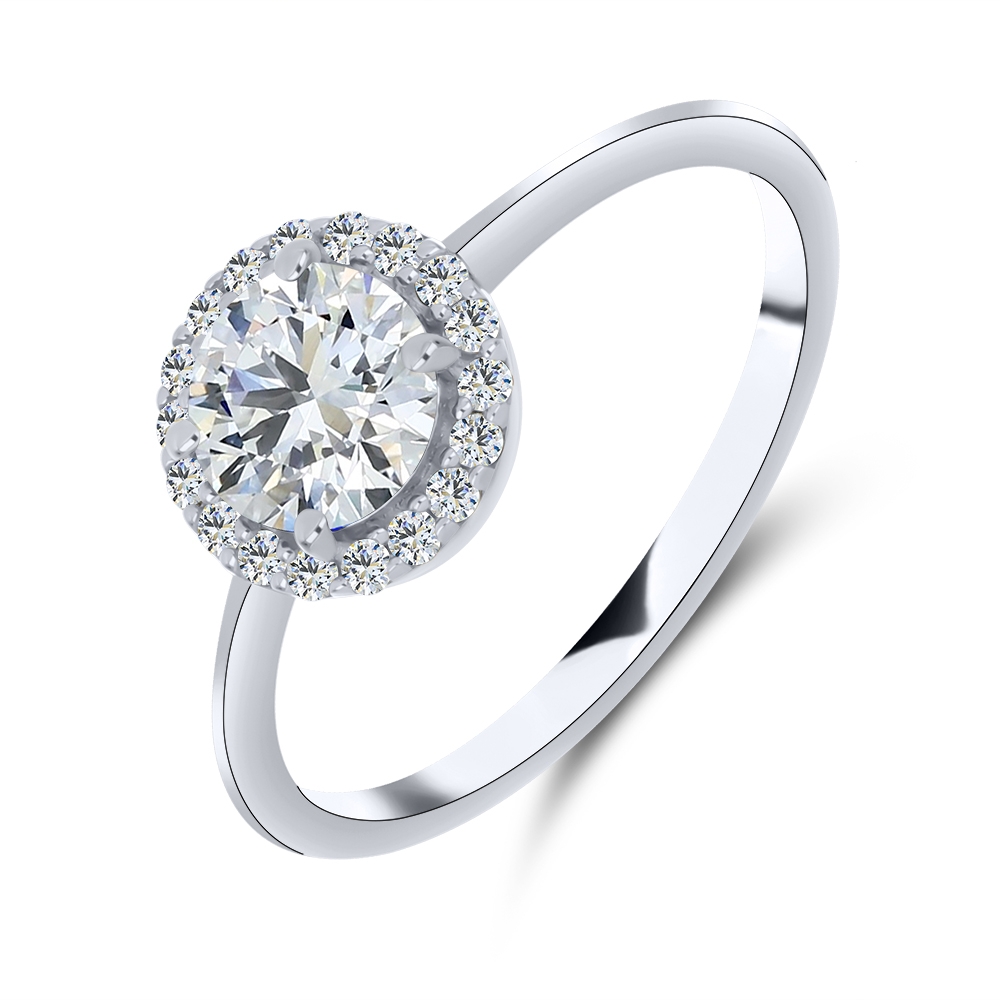 Prsteň z bieleho zlata s kameňmi MOISSANIT