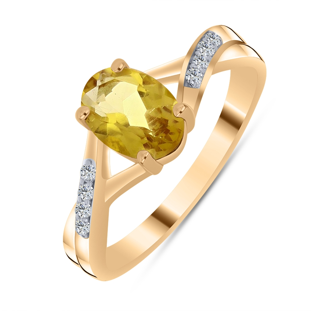 Prsteň z bieleho a zo žltého zlata s kameňmi CITRÍN, SYN ZIRKÓN 5A- BIELY