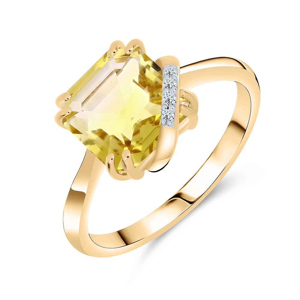 Prsteň z ružového zlata s kameňmi SYN ZIRKÓN 5A- BIELY, CITRÍN
