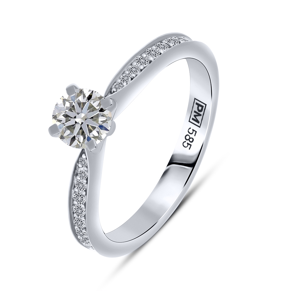 Prsteň zo žltého zlata s kameňmi SYN ZIRKÓN 5A- BIELY