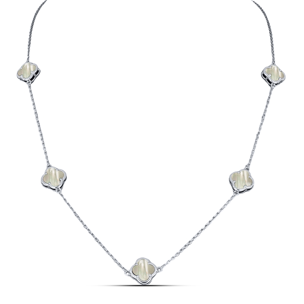 Náhrdelník z bieleho zo striebra s kameňmi PERLEŤ