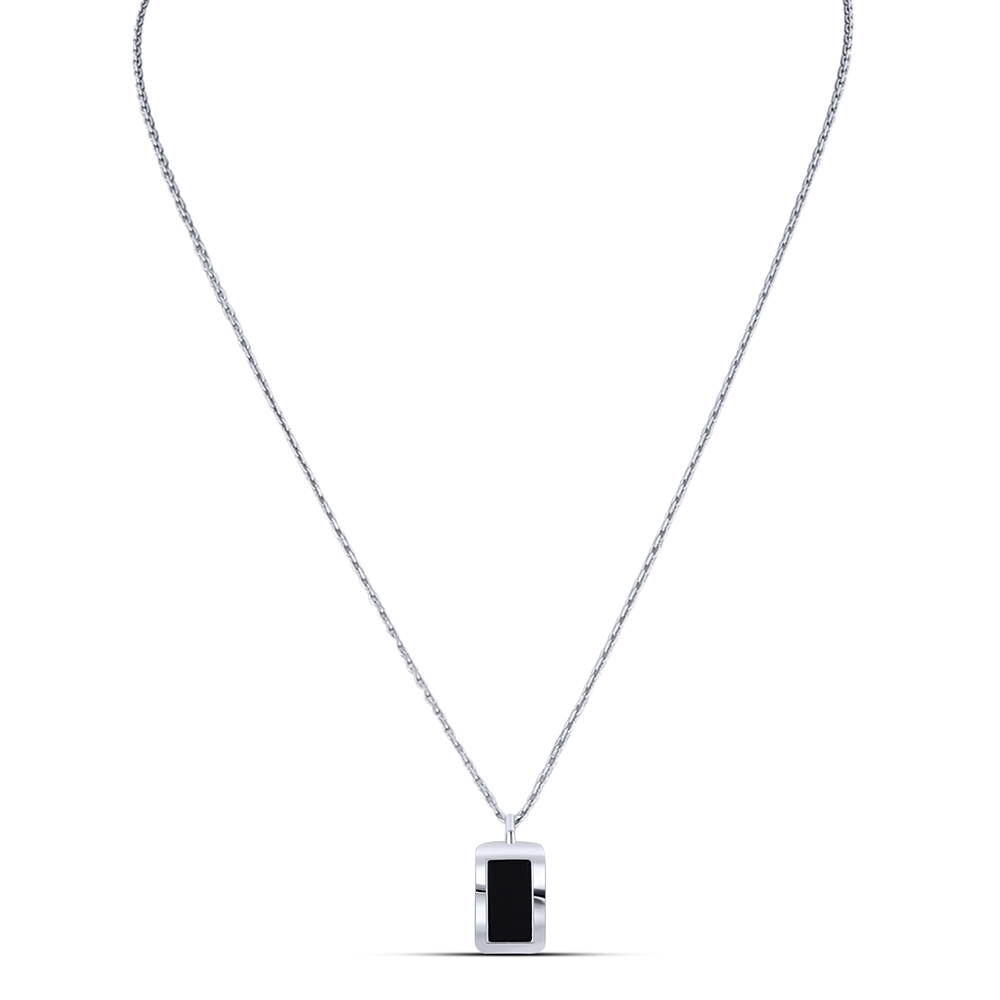 Náhrdelník z bieleho zo striebra s kameňmi ÓNYX- ČIERNY