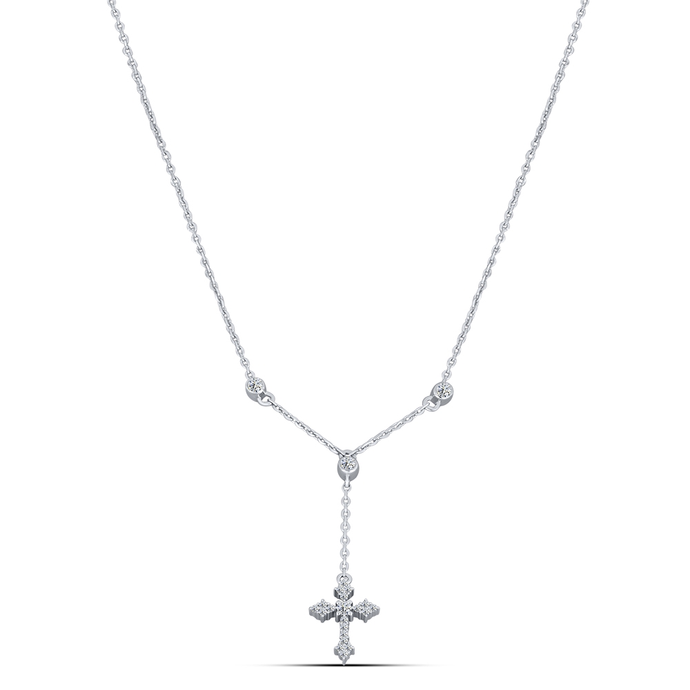 Náhrdelník z bieleho zo striebra s kameňmi SYN ZIRKÓN 5A- BIELY