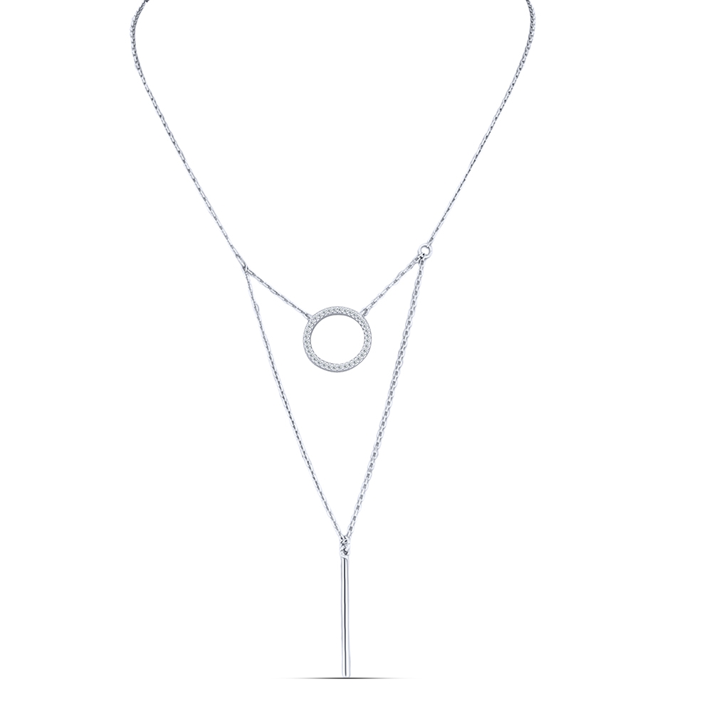 Náhrdelník  zo striebra s kameňmi SYN ZIRKÓN 5A- BIELY