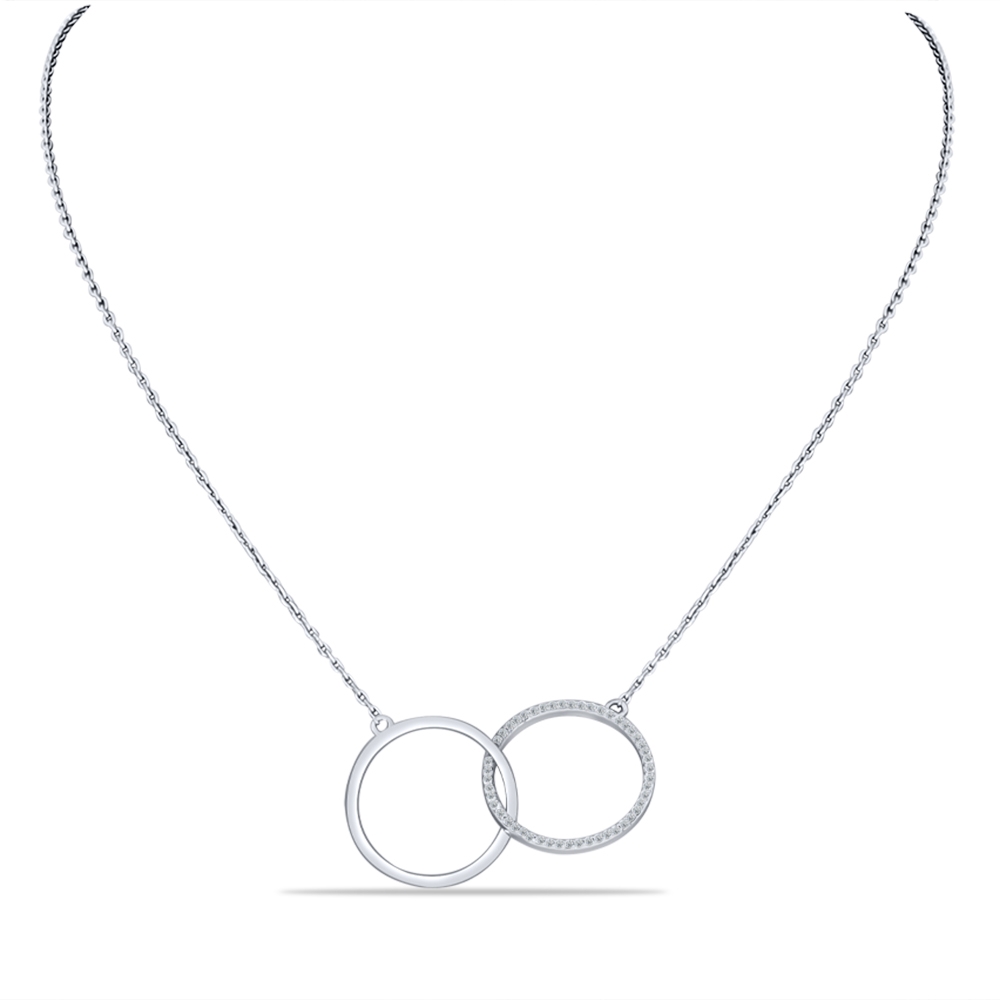 Náhrdelník  zo striebra s kameňmi SYN ZIRKÓN 5A- BIELY