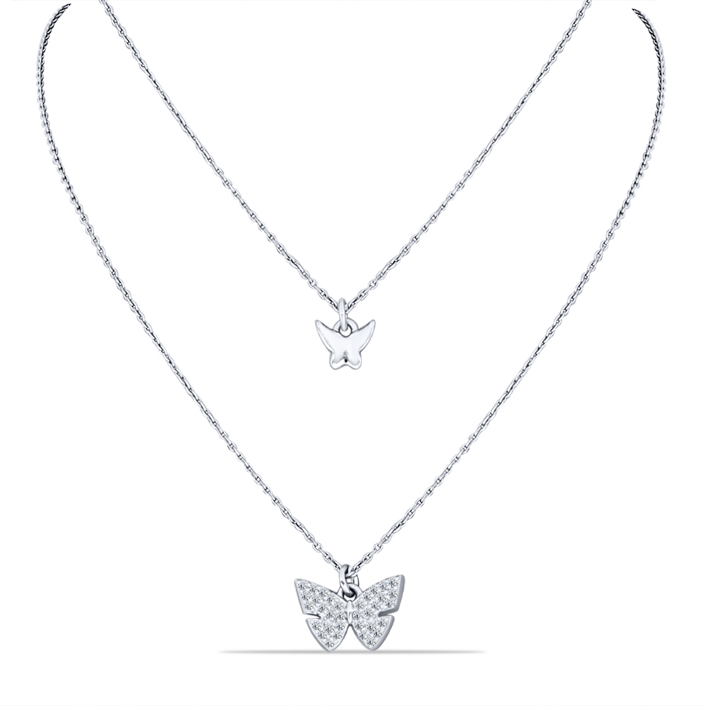 Náhrdelník  zo striebra s kameňmi SYN ZIRKÓN 5A- BIELY