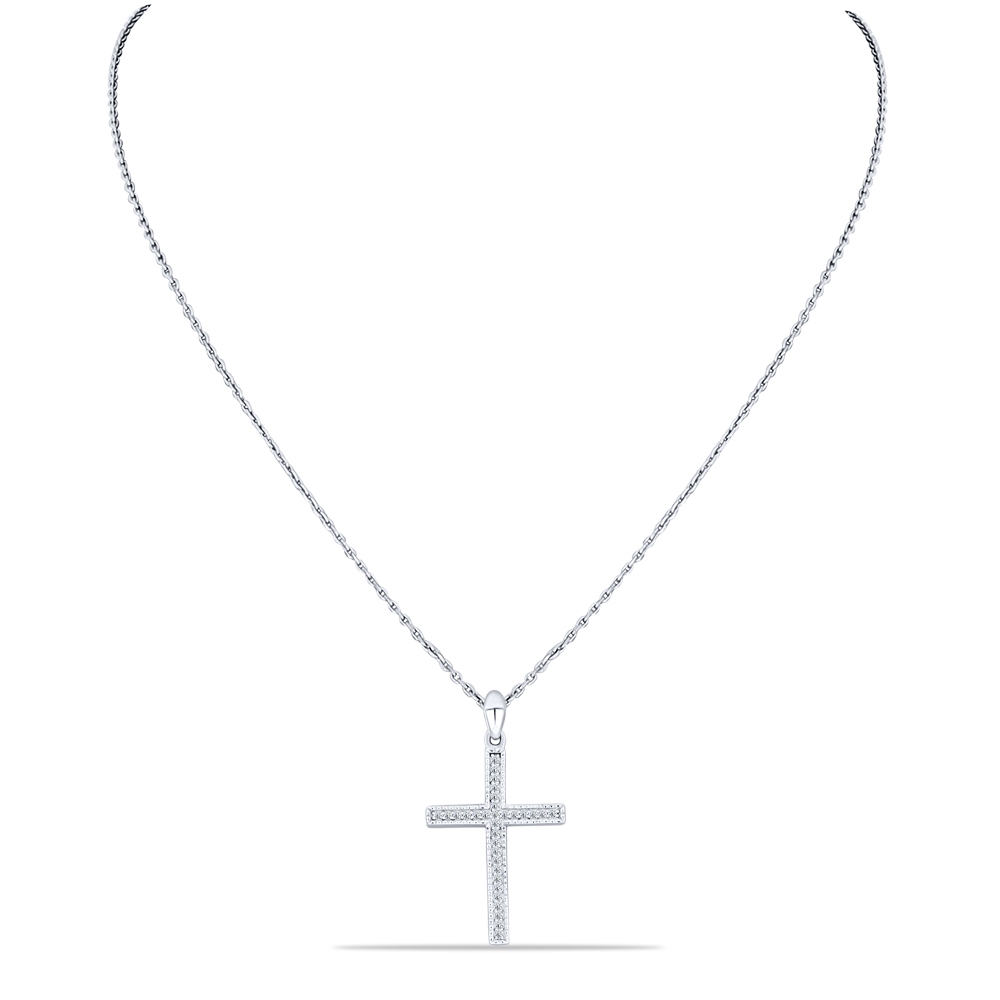 Náhrdelník  zo striebra s kameňmi SYN ZIRKÓN 5A- BIELY