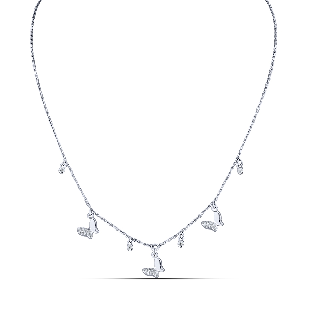 Náhrdelník  zo striebra s kameňmi SYN ZIRKÓN 5A- BIELY