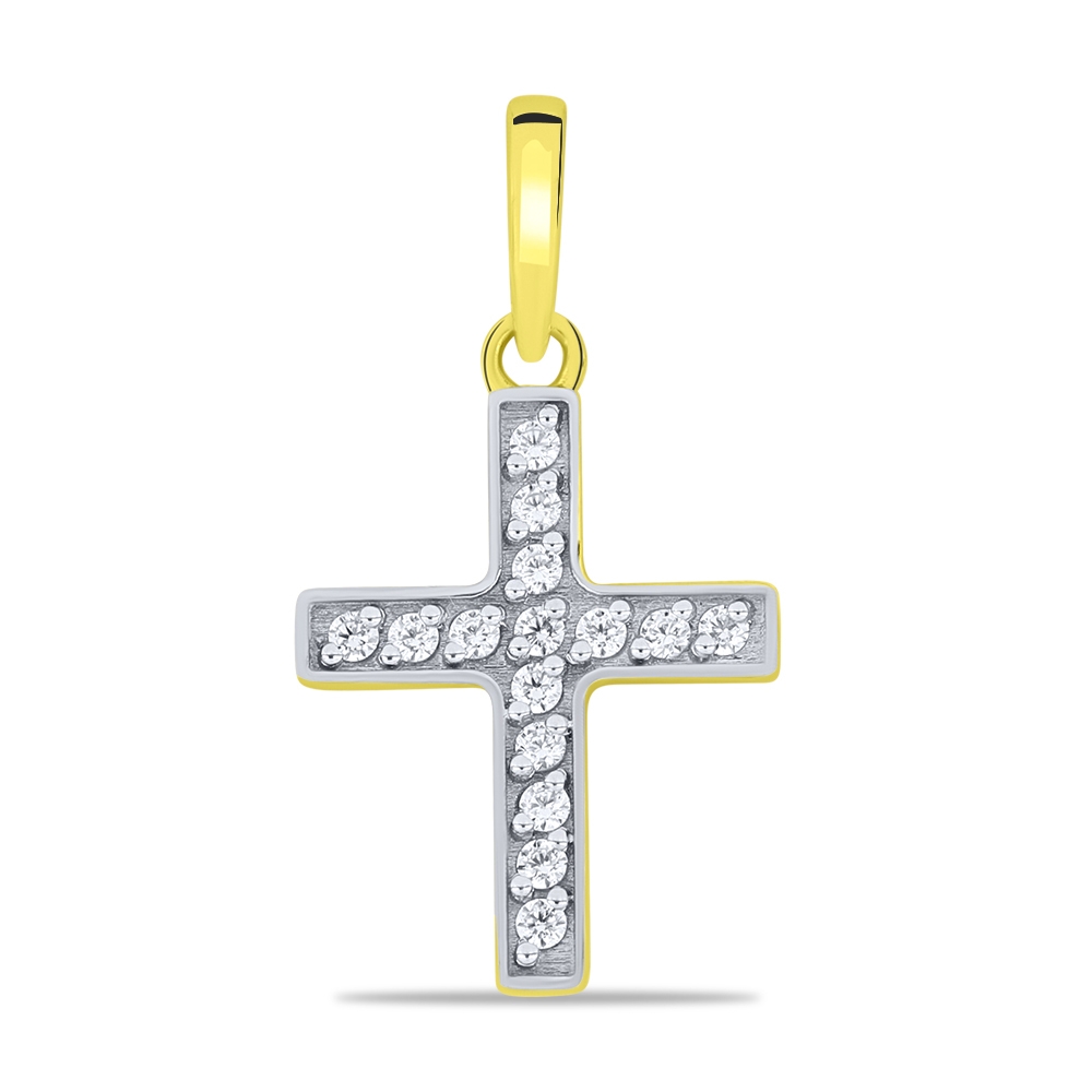 Prívesok zo žltého zlata s kameňmi SYN ZIRKÓN 5A- BIELY