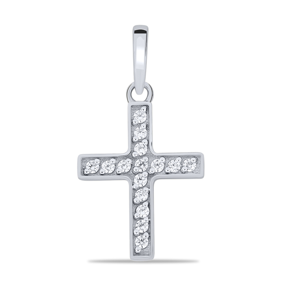 Prívesok z bieleho zlata s kameňmi SYN ZIRKÓN 5A- BIELY