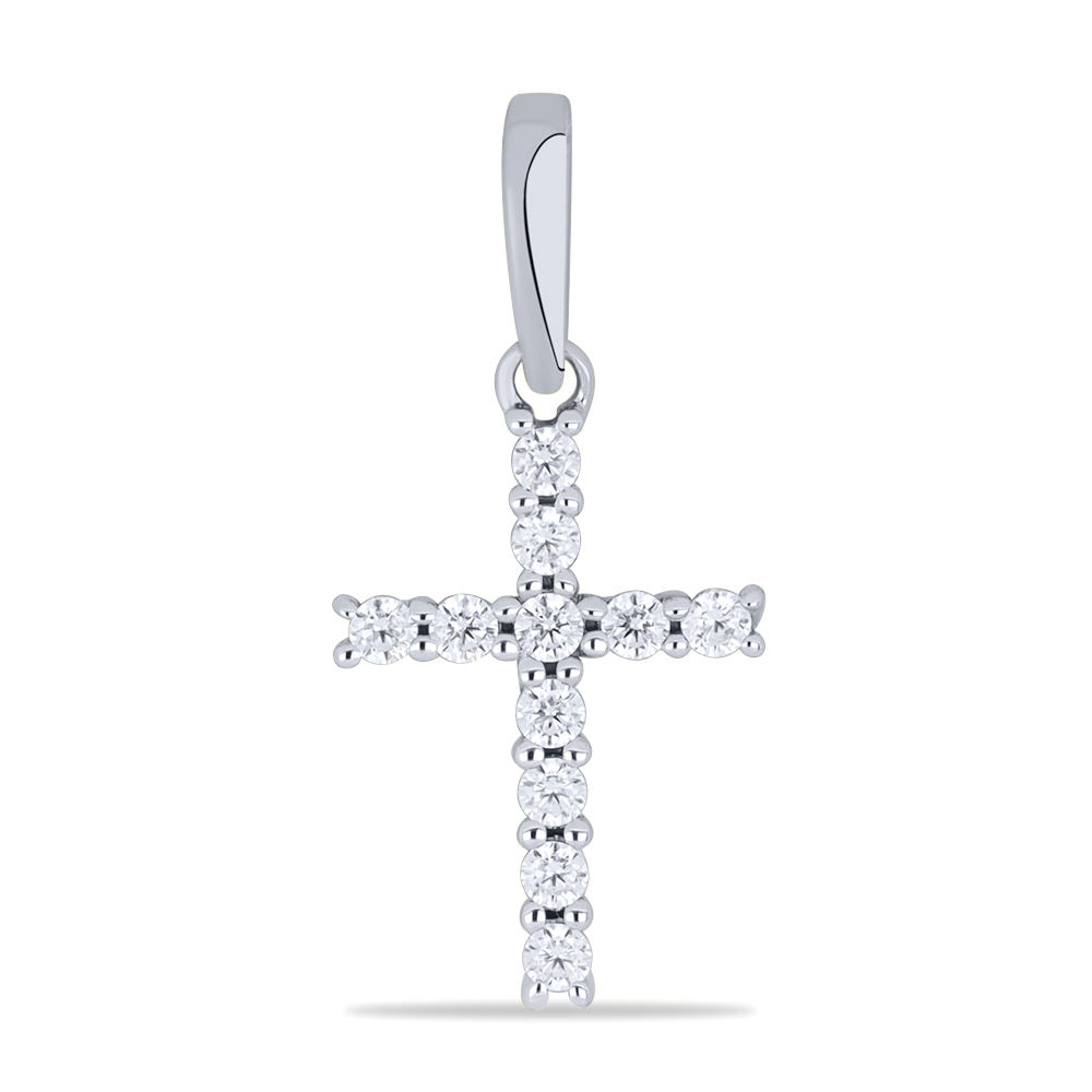 Prívesok z bieleho zlata s kameňmi SYN ZIRKÓN 5A- BIELY