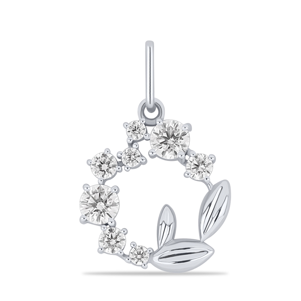 Prívesok z bieleho zlata s kameňmi SYN ZIRKÓN 5A- BIELY