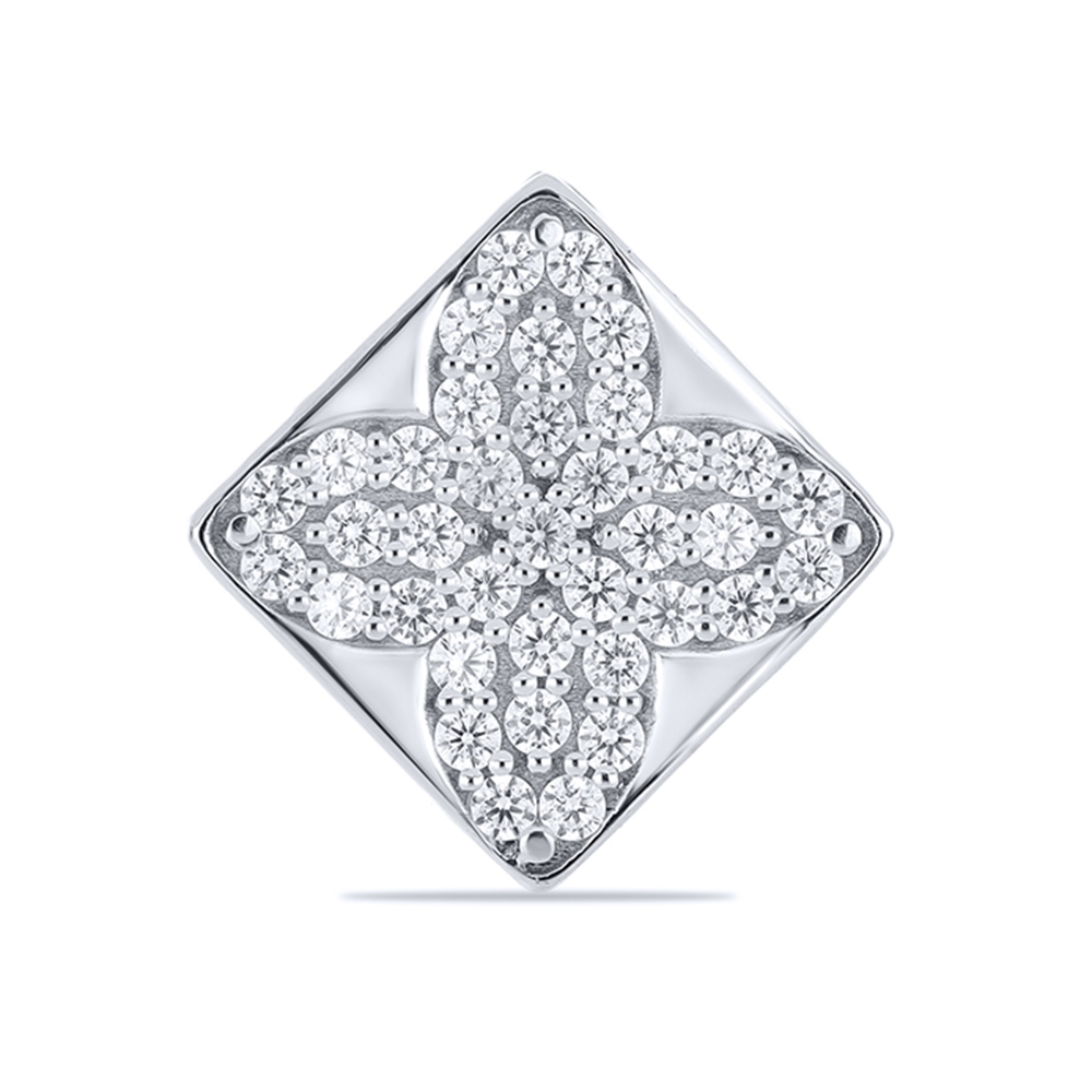 Náhrdelník z zlata biela s kameňmi Bezfarebný kubický zirkón