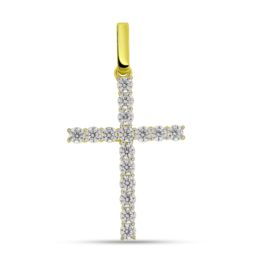 Prívesok zo žltého zlata s kameňmi SYN ZIRKÓN 5A- BIELY