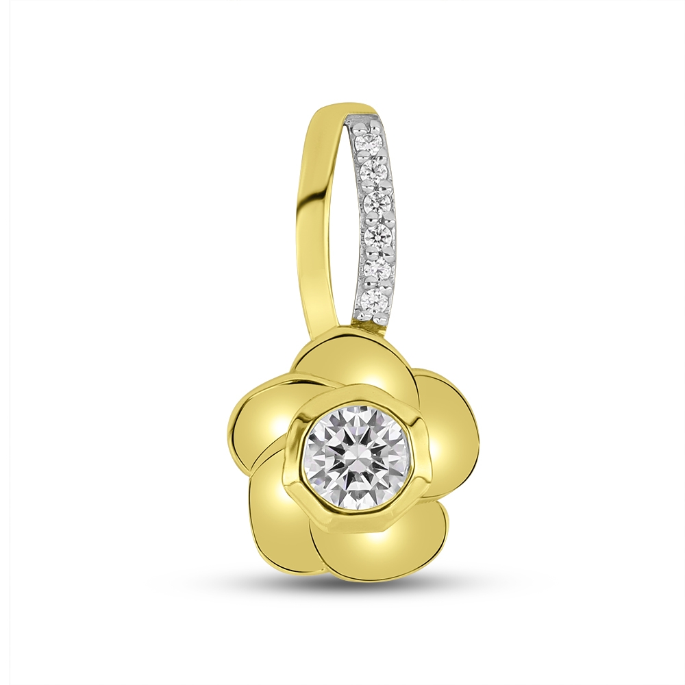 Prívesok zo žltého zlata s kameňmi SYN ZIRKÓN 5A- BIELY
