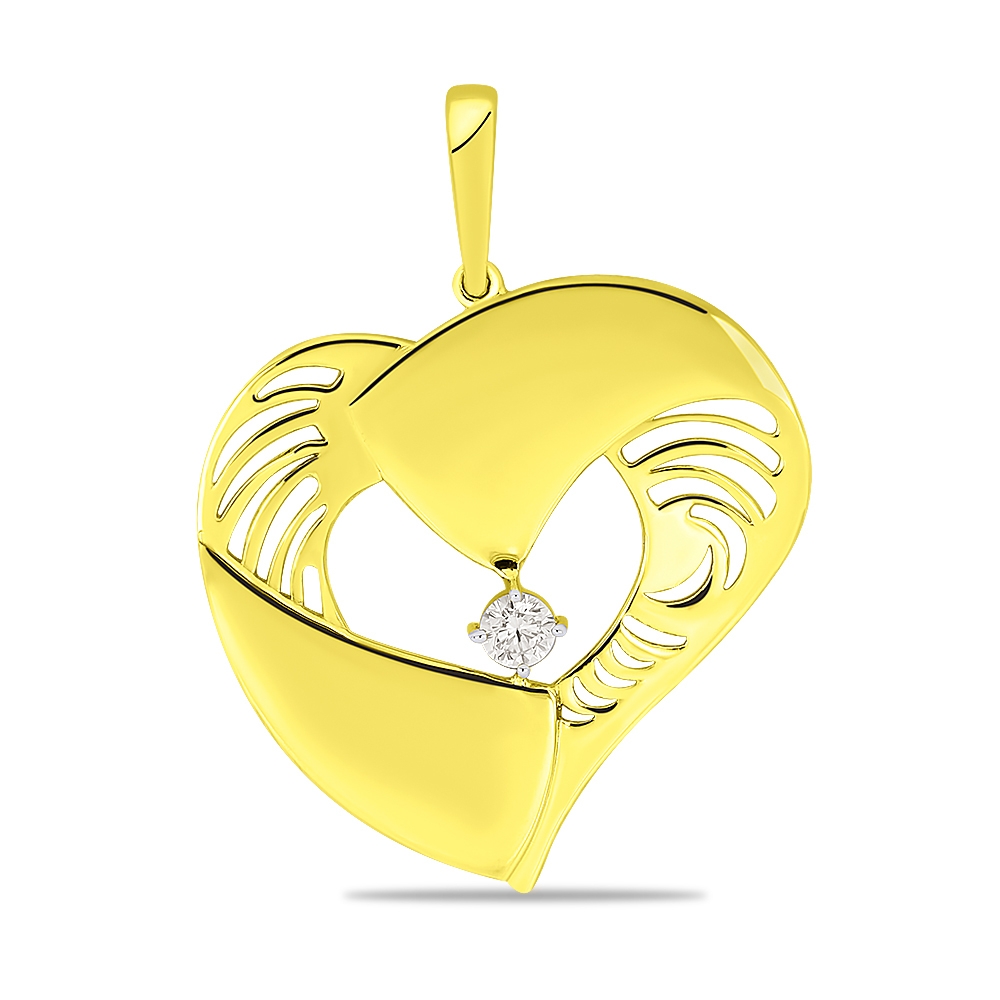 Prívesok zo žltého zlata s kameňmi SYN ZIRKÓN 5A- BIELY