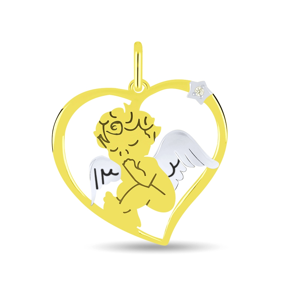 Prívesok zo žltého zlata s kameňmi SYN ZIRKÓN 5A- BIELY