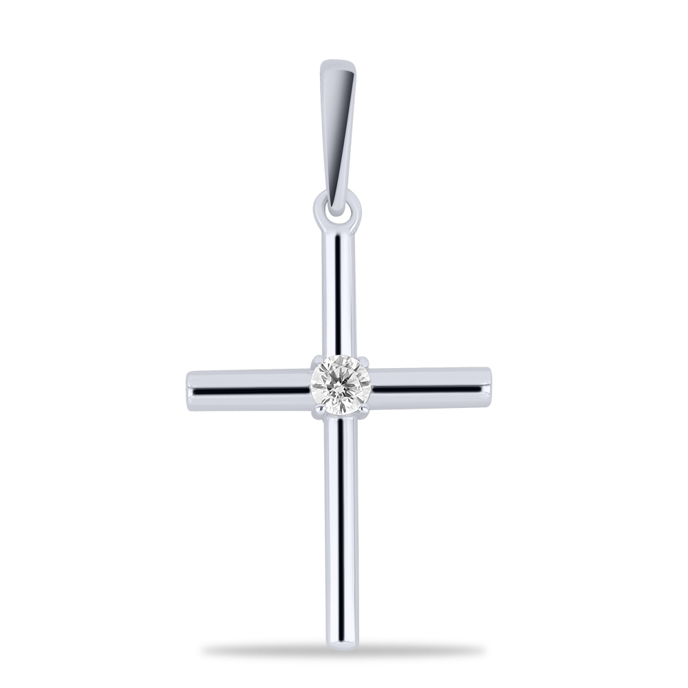 Prívesok z bieleho zlata s kameňmi SYN ZIRKÓN 5A- BIELY