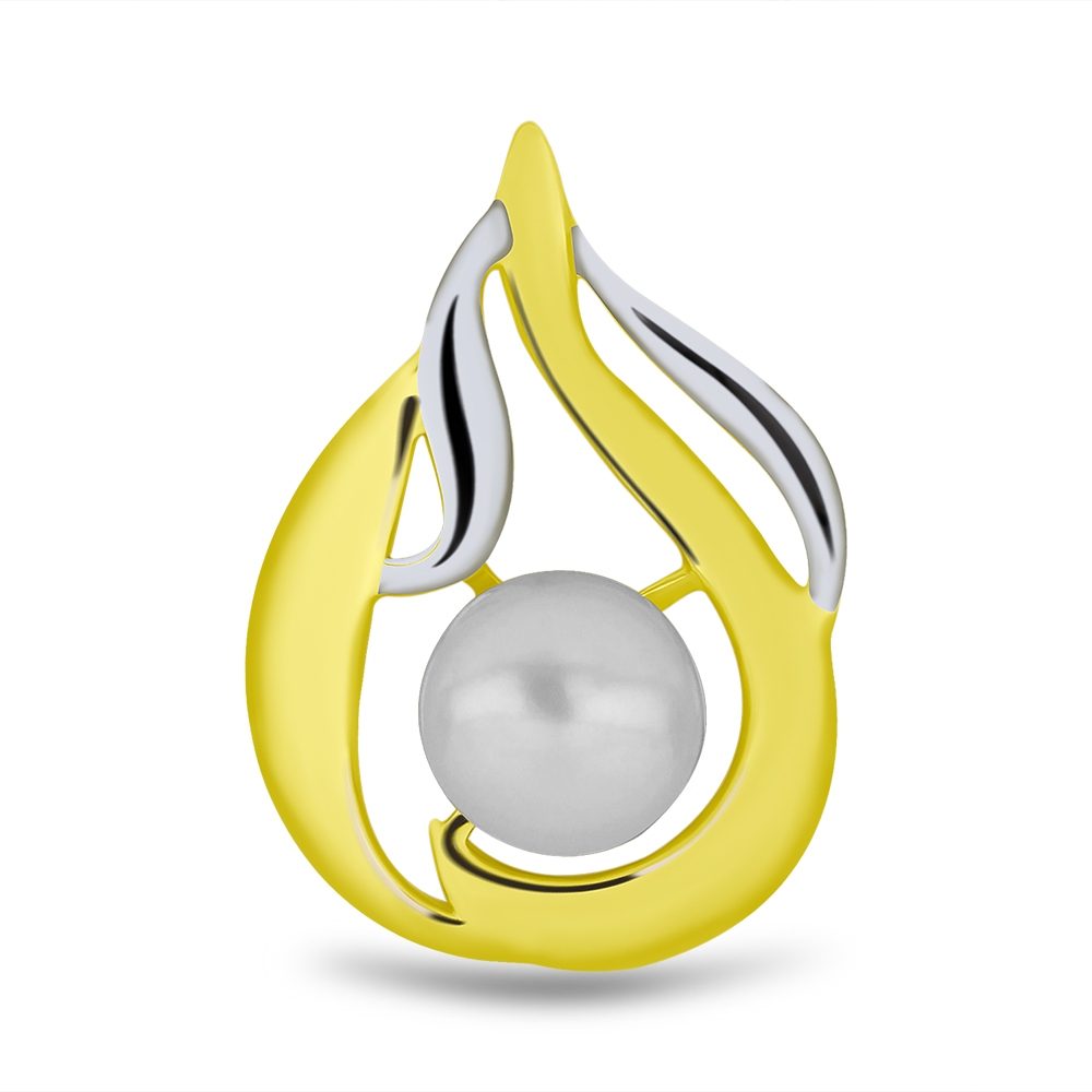 Prívesok zo žltého zlata s kameňmi RIEČNA BIELA PERLA