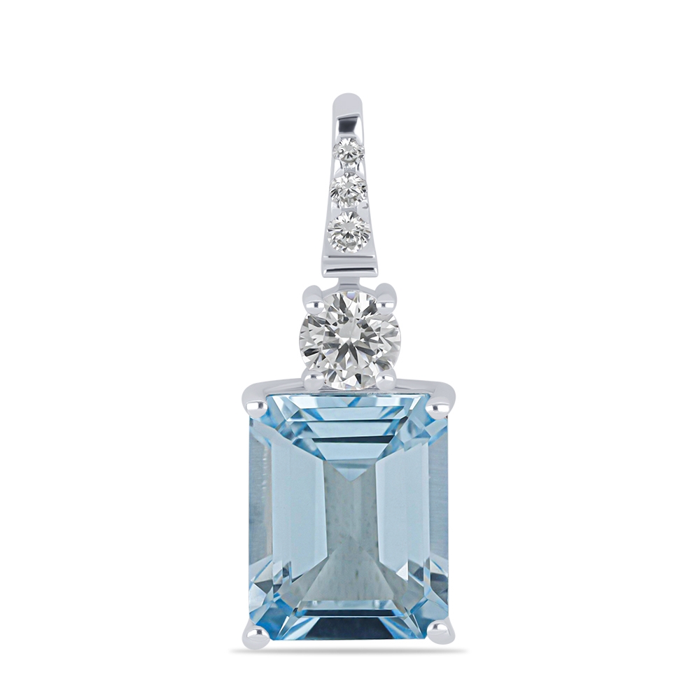 Prívesok z bieleho zlata s kameňmi SKY BLUE TOPÁS, SYN ZIRKÓN 5A- BIELY
