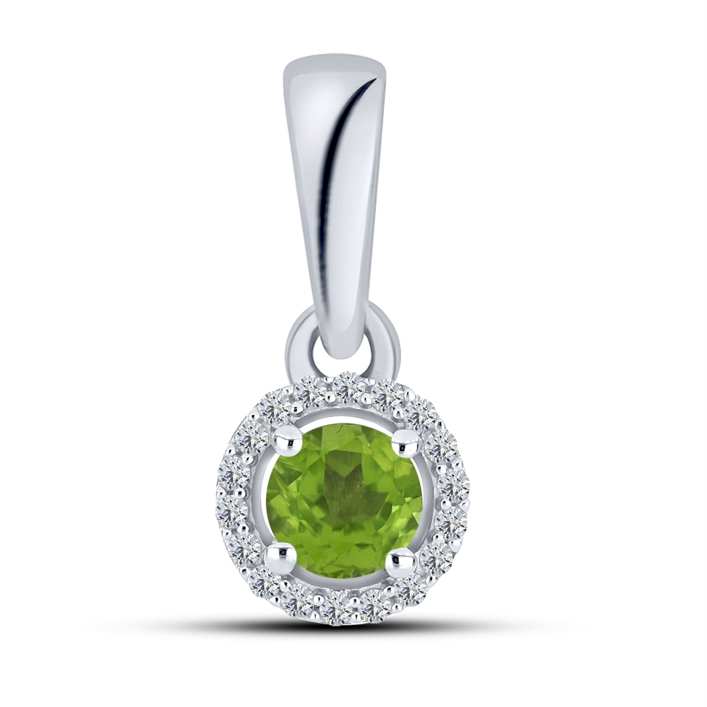 Prívesok  zo striebra s kameňmi PERIDOT, SYN ZIRKÓN 5A- BIELY