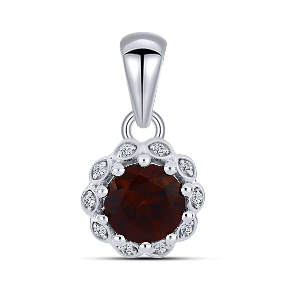 Prívesok  zo striebra s kameňmi GRANÁT, SYN ZIRKÓN 5A- BIELY