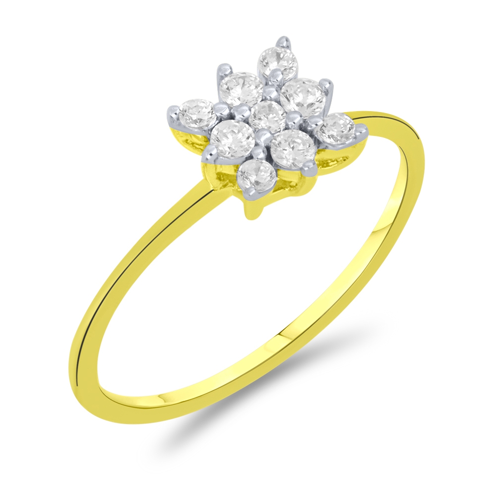 Prsteň zo žltého zlata s kameňmi SYN ZIRKÓN 5A- BIELY