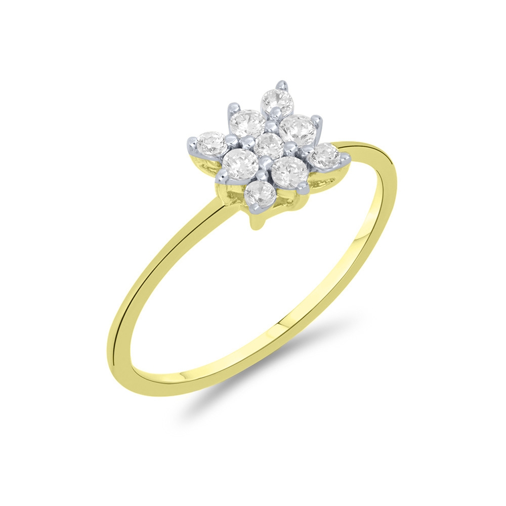 Prsteň z zlata žltá s kameňmi Bezfarebný kubický zirkón