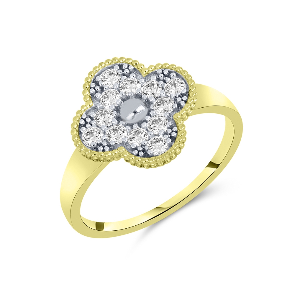 Prsteň z zlata žltá s kameňmi Bezfarebný kubický zirkón