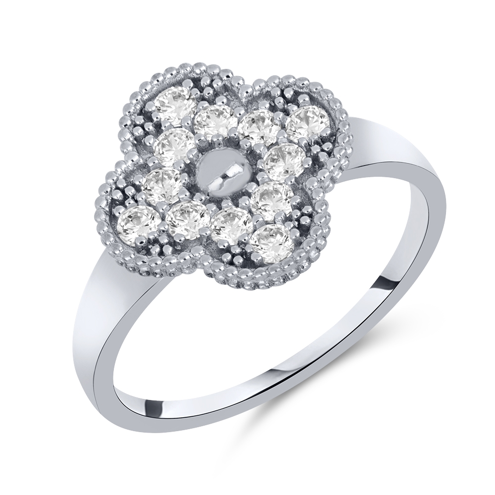 Prsteň z bieleho zlata s kameňmi SYN ZIRKÓN 5A- BIELY