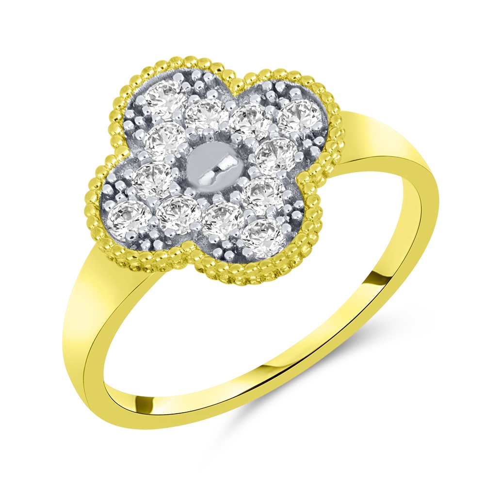 Prsteň zo žltého zlata s kameňmi SYN ZIRKÓN 5A- BIELY