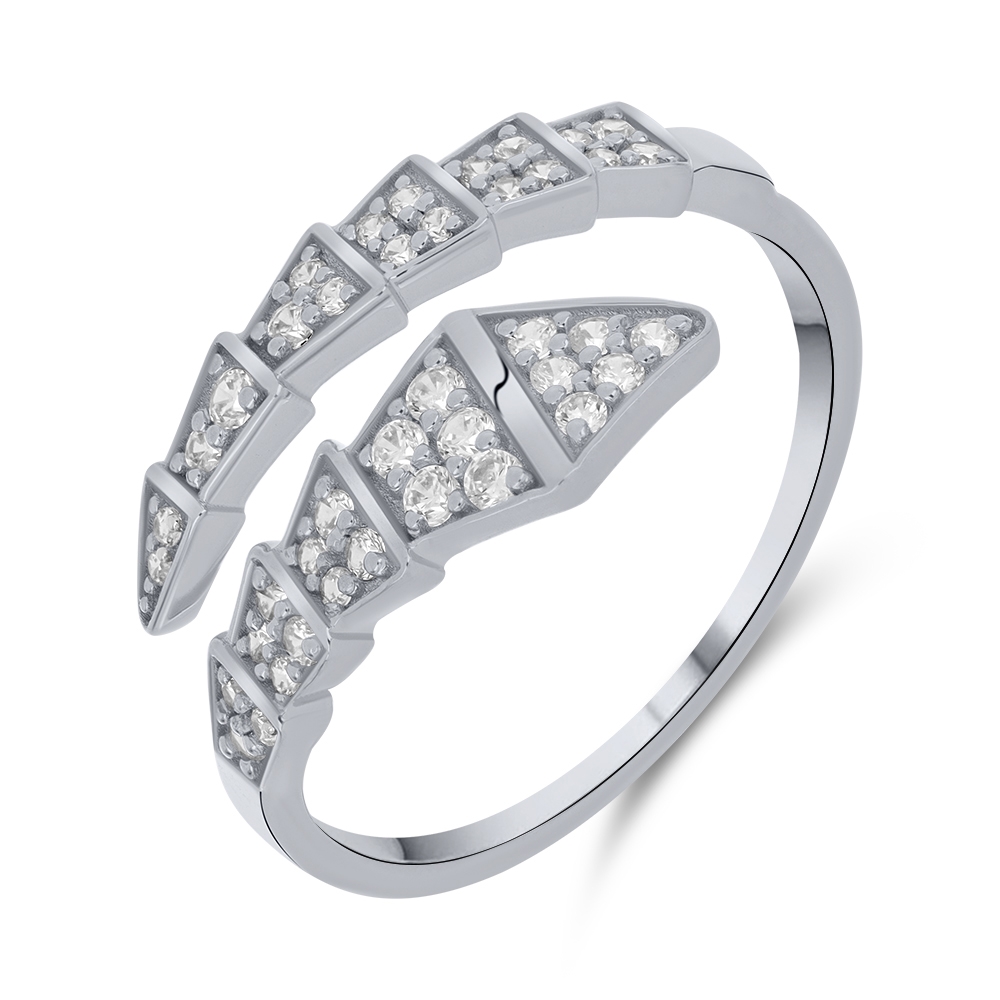 Prsteň z bieleho zlata s kameňmi SYN ZIRKÓN 5A- BIELY