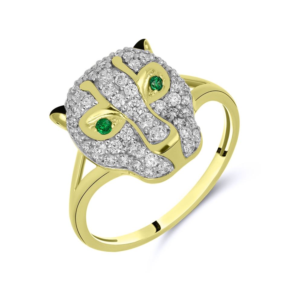 Prsteň z zlata žltá s kameňmi Bezfarebný kubický zirkón