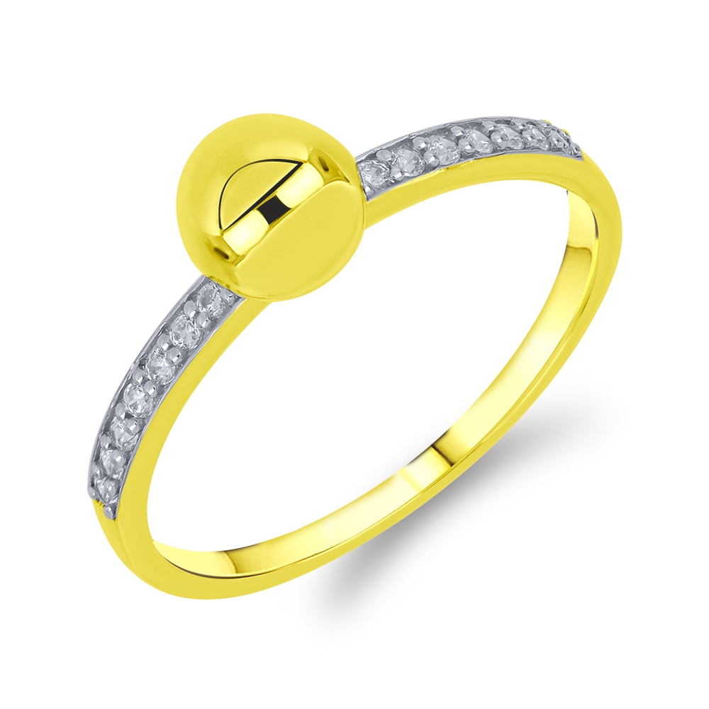 Prsteň zo žltého zlata s kameňmi SYN ZIRKÓN 5A- BIELY