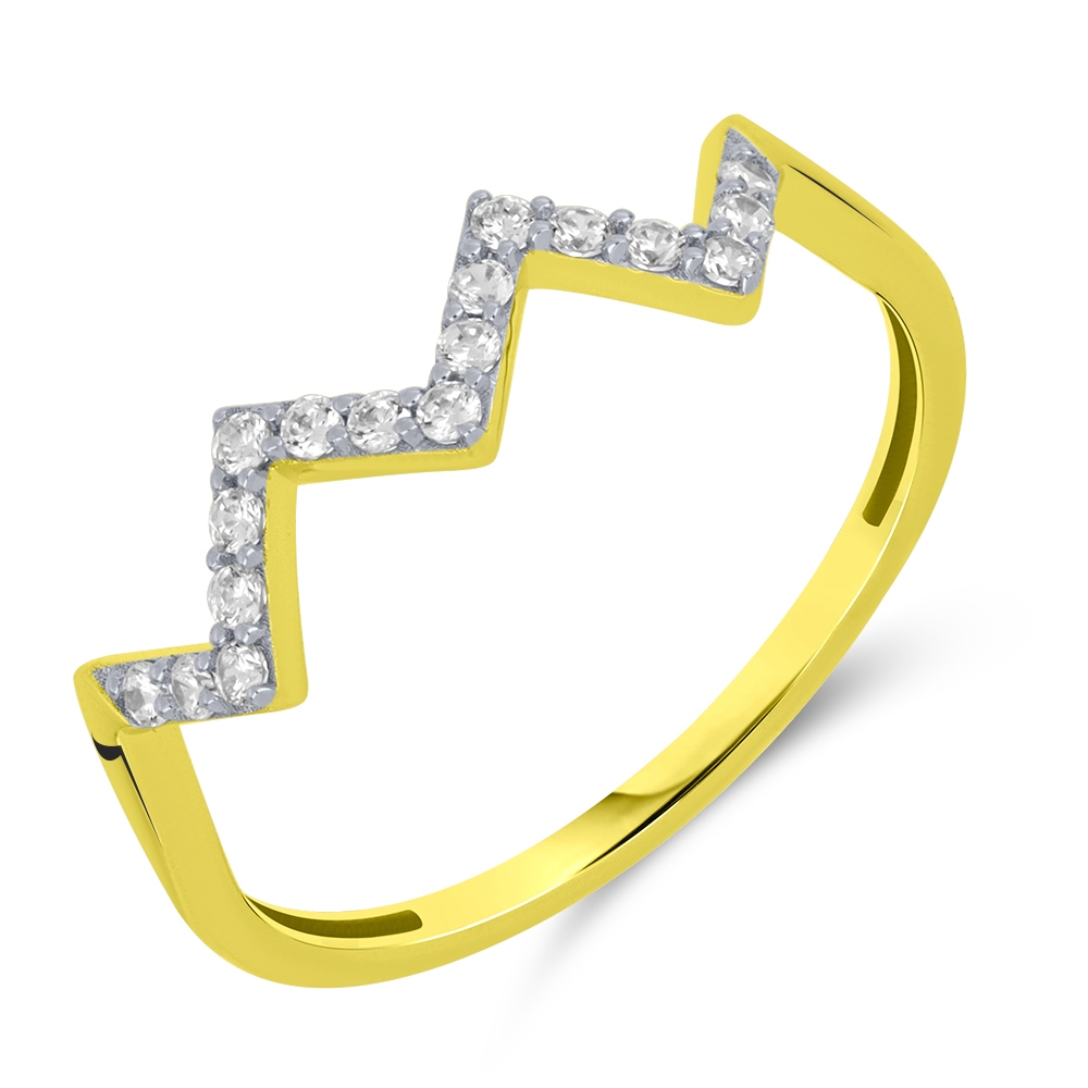 Prsteň zo žltého zlata s kameňmi SYN ZIRKÓN 5A- BIELY