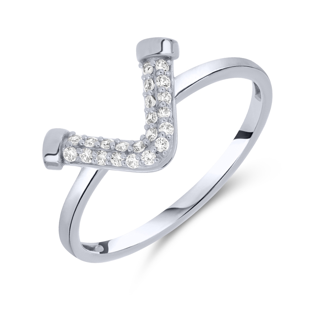 Prsteň z bieleho zlata s kameňmi SYN ZIRKÓN 5A- BIELY