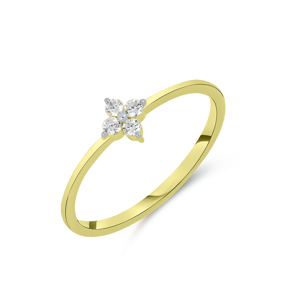 Prsteň z zlata biela s kameňmi Bezfarebný kubický zirkón