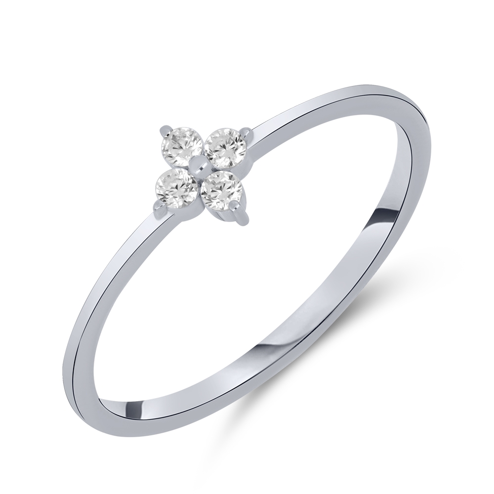 Prsteň z bieleho zlata s kameňmi SYN ZIRKÓN 5A- BIELY