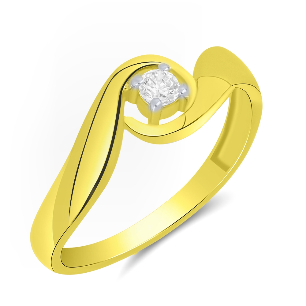 Prsteň zo žltého zlata s kameňmi SYN ZIRKÓN 5A- BIELY