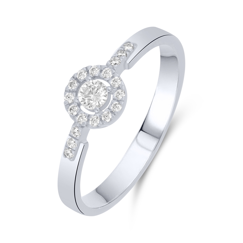 Prsteň z bieleho zlata s kameňmi SYN ZIRKÓN 5A- BIELY