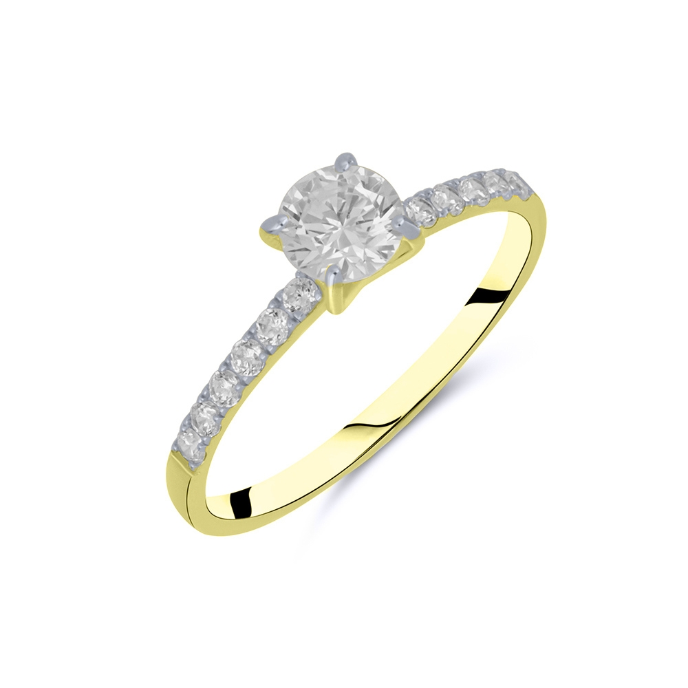 Prsteň z zlata žltá s kameňmi Bezfarebný kubický zirkón