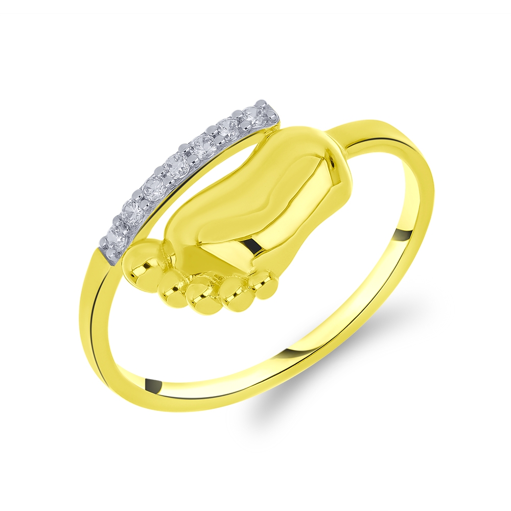Prsteň zo žltého zlata s kameňmi SYN ZIRKÓN 5A- BIELY