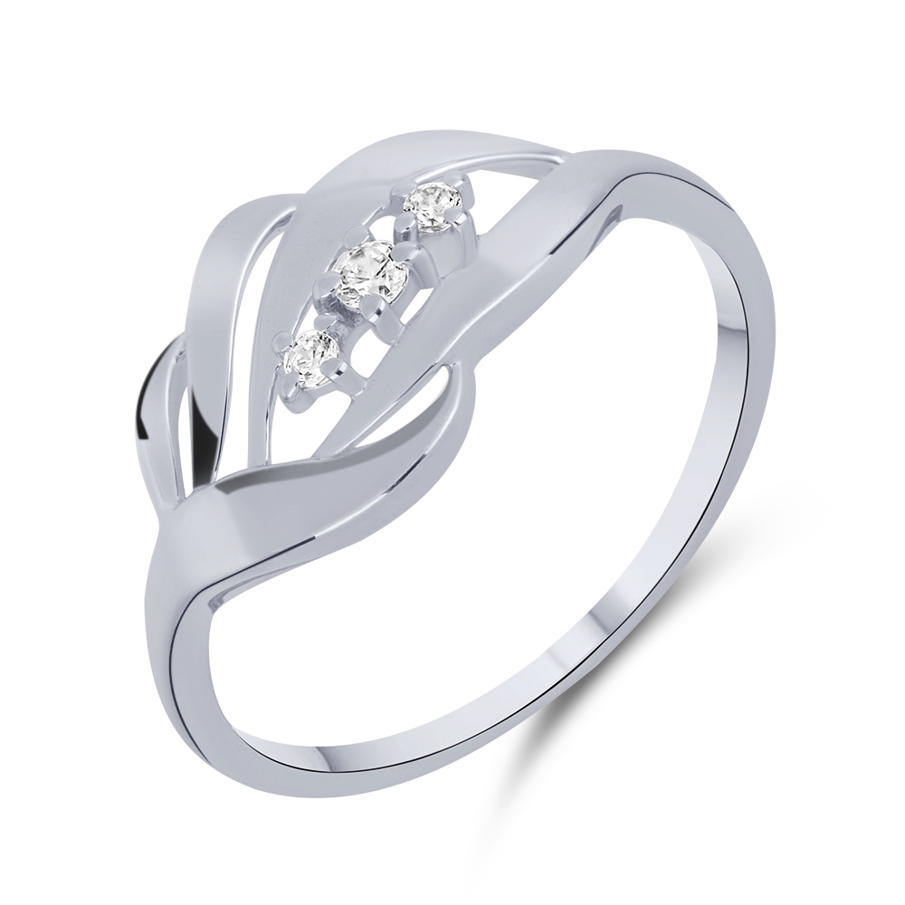 Prsteň zo žltého zlata s kameňmi SYN ZIRKÓN 5A- BIELY