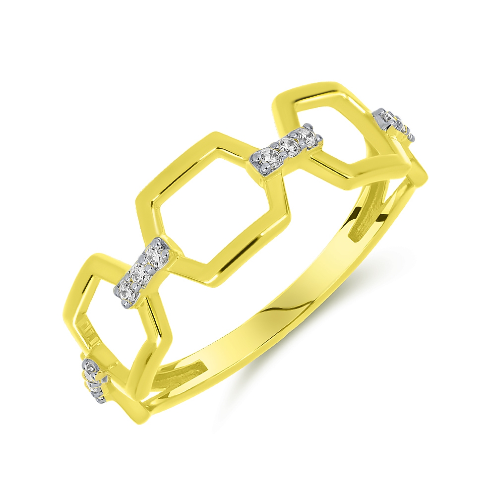 Prsteň zo žltého zlata s kameňmi SYN ZIRKÓN 5A- BIELY