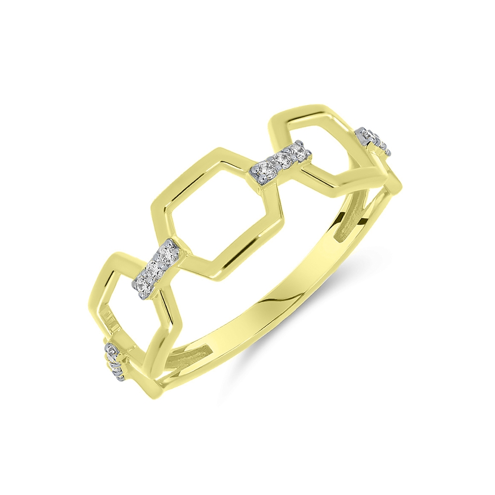 Prsteň z zlata žltá s kameňmi Bezfarebný kubický zirkón