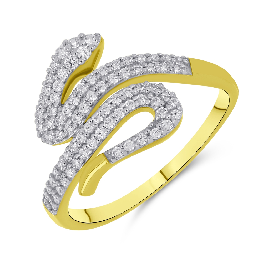 Prsteň zo žltého zlata s kameňmi SYN ZIRKÓN 5A- BIELY