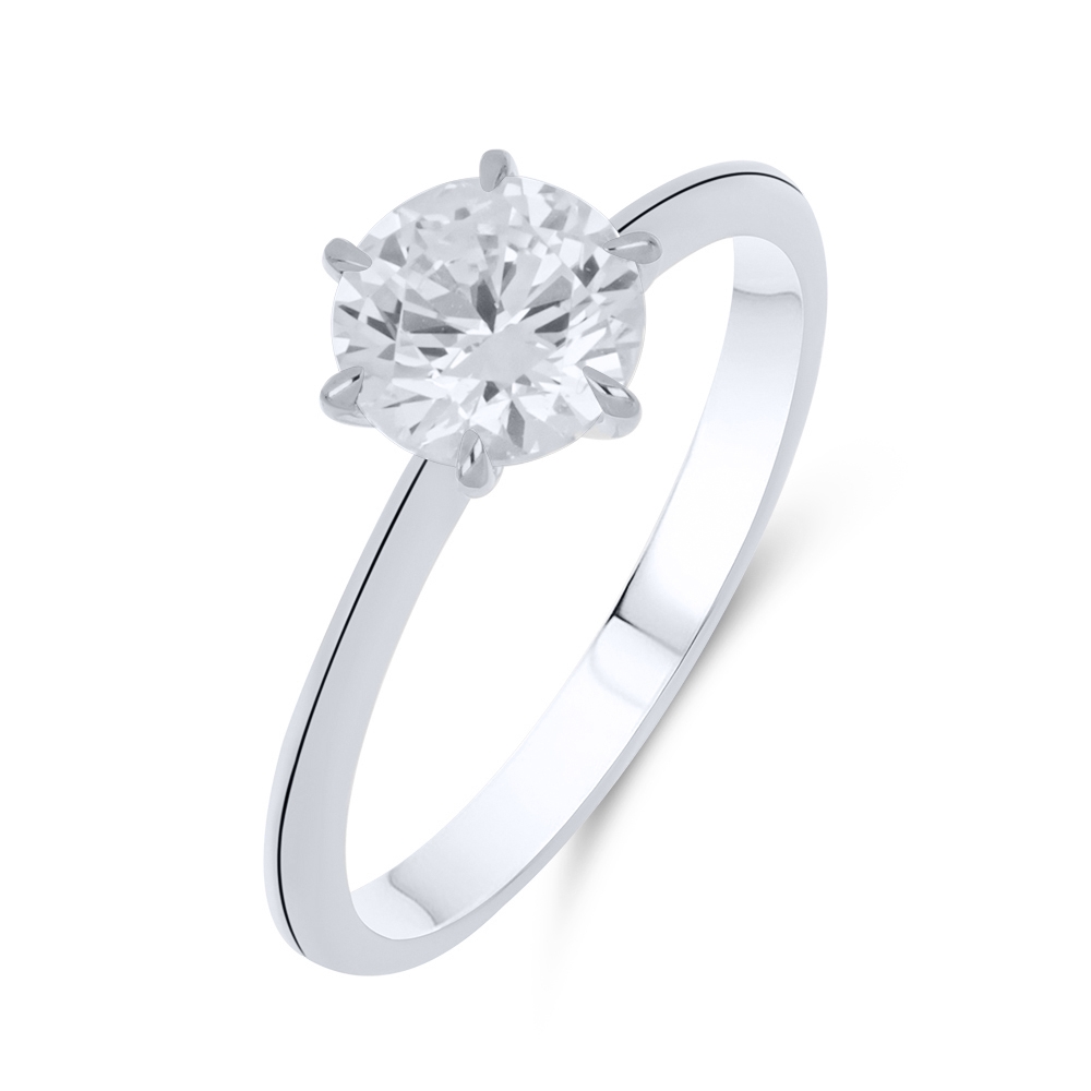 Prsteň z bieleho zlata s kameňmi SYN ZIRKÓN 5A- BIELY